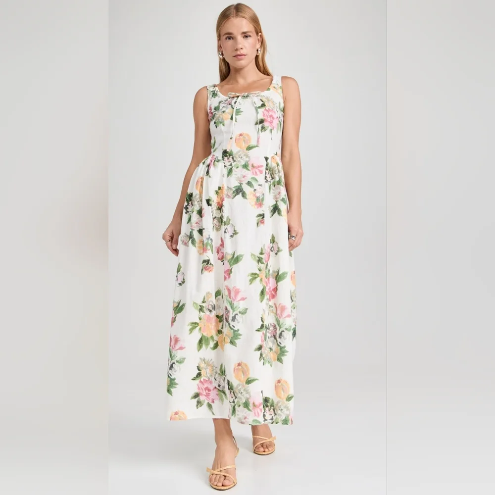 Tach Shisha Linen Floral Maxi Dress Multicolor Size XS - Picture 4 of 15